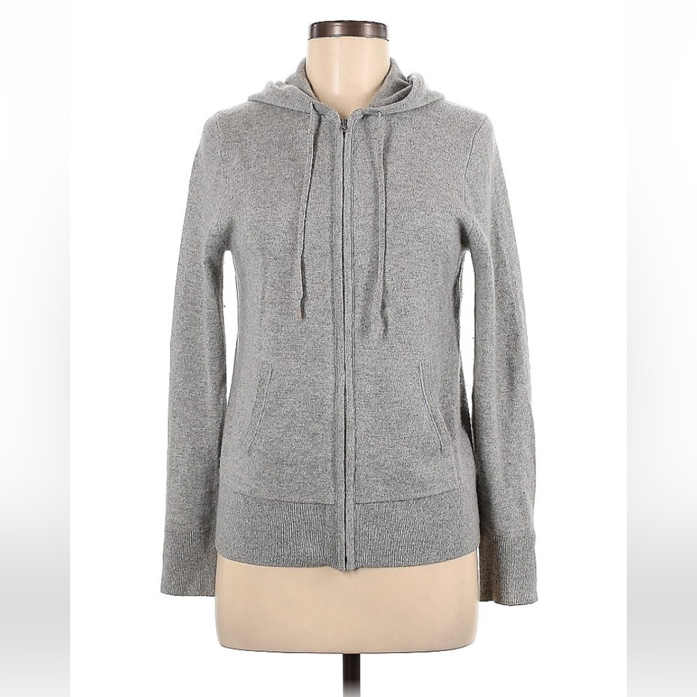 J. Crew Cashmere Full-Zip Sweater Hoodie Gray Long Sleeve - M